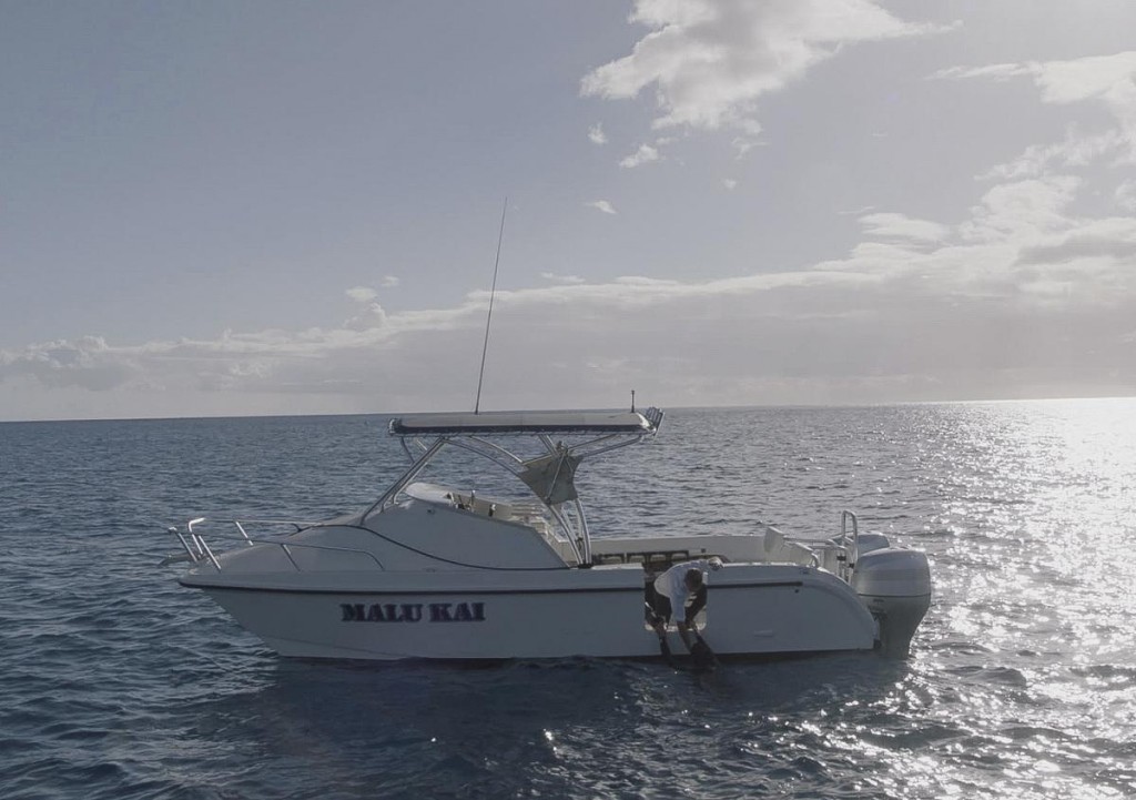 Au beau milieu de l'océan, Danny (Scott Caan) aide McGarrett a remonter sur le bateau.